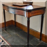 F06. Antique game table with inlay. 29”h x 39”w x 17”d 